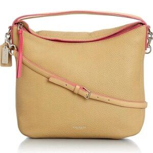 Coach Bleecker Sullivan Hobo Pebbled Leather Tote - Camel with Pink Ruby Trim